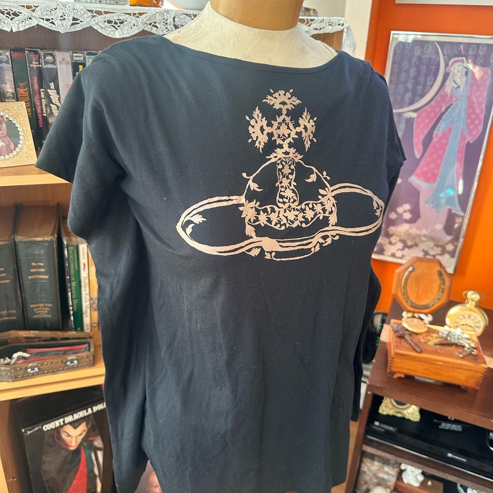 Vivienne Westwood Red Label Black Tee with Orb Logo Graphic